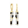 Ross-Simons Mother-Of-Pearl and Onyx Drop Earrings With .10 ct. t.w. White Topaz in 18kt Yellow Gold Over Sterling - 3 of 4