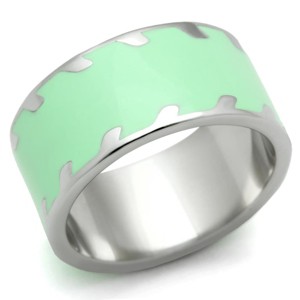 Slickblue Women's High Polished Stainless Steel Band Ring, Green Inlay with Wavy Border, Sizes 5-10 - 1 of 4