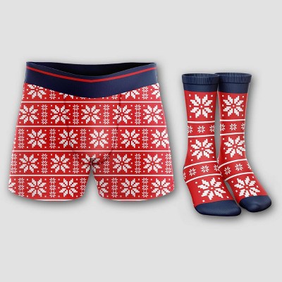 Kohls Boxers Mens Large Christmas Blue Red Snowflake Holiday Velour Lot of  2