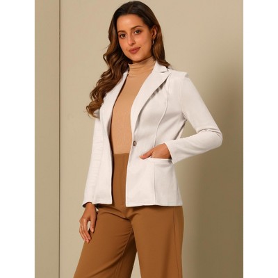INSPIRE CHIC Women's Lapel Collar Long Sleeve Faux Suede Work Office Blazer X-Large Beige — фото 4