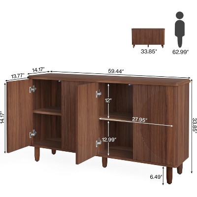 Lantine Buffet Cabinet Sideboard: Modern storage cabinet with doors, suitable for living room, kitchen, dining room (Brown). From Lantine Store. — фото 2