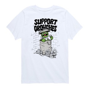 Boys' - Sesame Street - Support Grouches Oscar Short Sleeve Graphic T-Shirt - 1 of 4