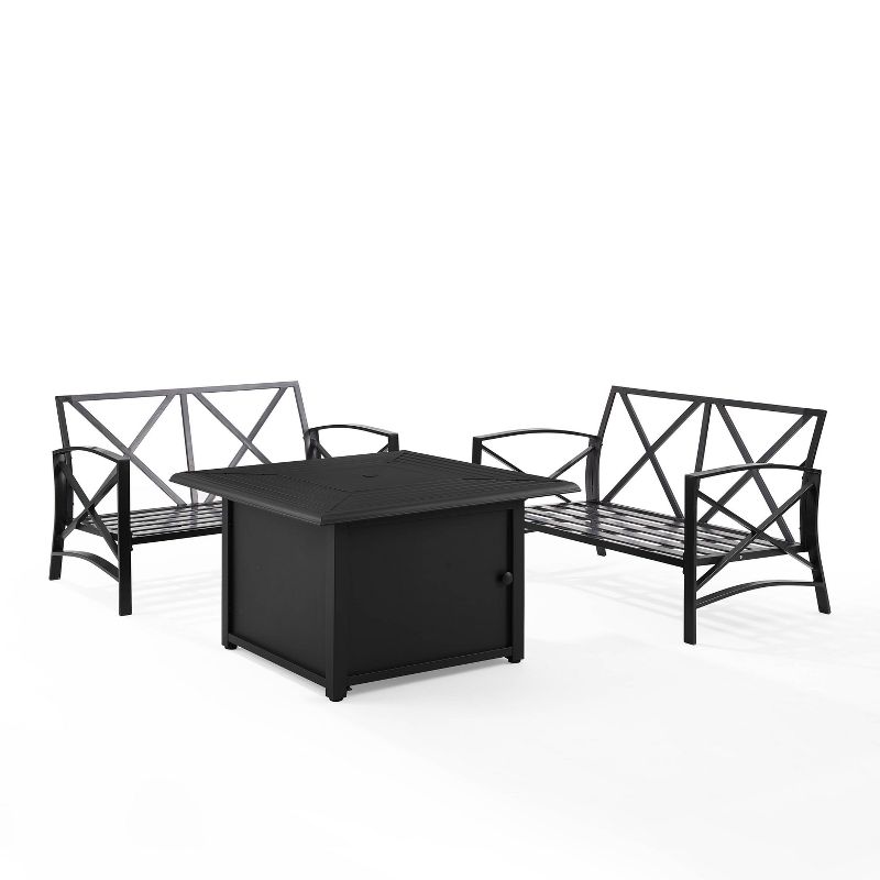 Kaplan 3pc Outdoor Conversation Set with Fire Table &#38; 2 Loveseats - Mist - Crosley, 5 of 17