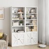 Garvee Farmhouse Bookcase with Doors 11.8in Deep Display Storage 23.6W x 71.4H Inches L-Shape Engineered Wood, White - 4 of 4