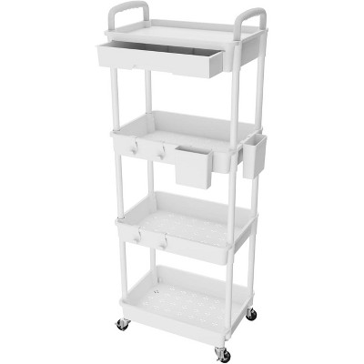 MaseiKar Rolling Utility Cart with Drawer, Utility Cart Made of Multifunctional Storage Organizer Tool for Kitchen, Bathroom, Living Room, Office