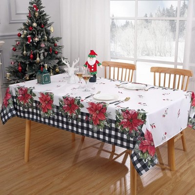 Buffalo Plaid Rectangle Christmas Tablecloth, Black White 60" x 84"