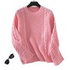 Womens Sweater Tops Cable Knit Round Neck Casual Pullover Sweater - 3 of 4