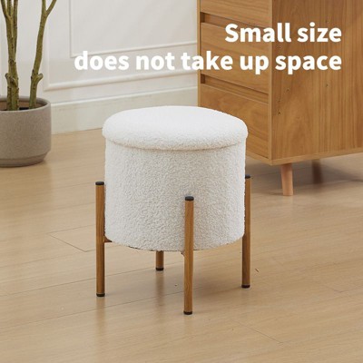 NicBex Modern Round Storage Ottoman with Metal Base, Ottoman Footstool with Removable Lid Storage Ottoman for Living Room, Makeup Room