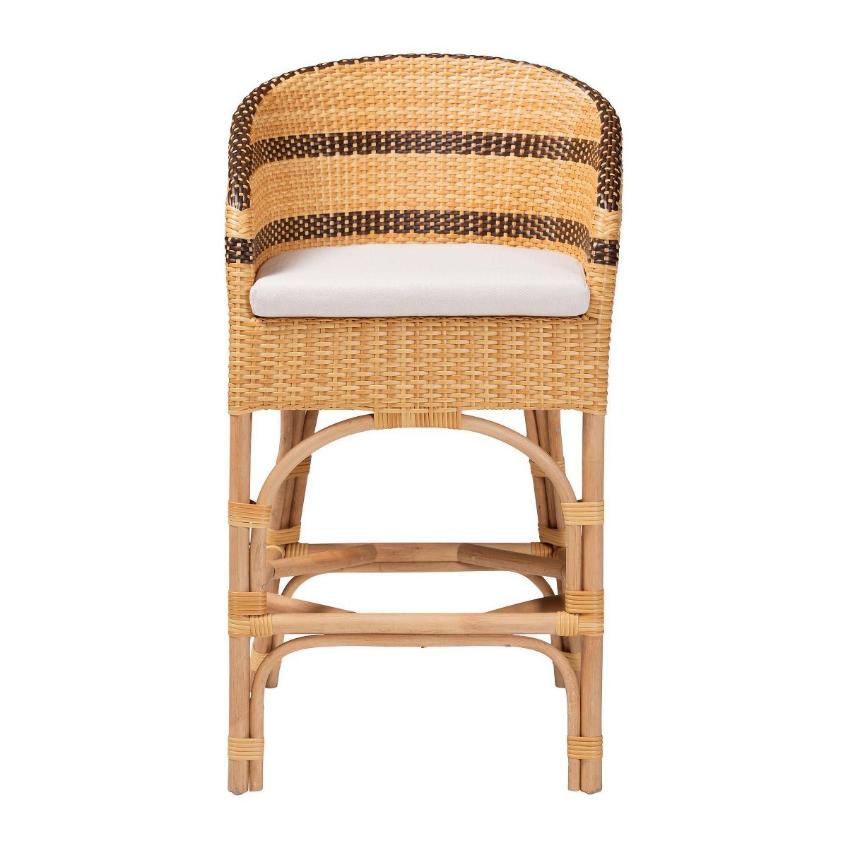 bali & pari Elma Rattan Counter Stool with Cushion Natural Brown/Dark Brown - thumbnail 4