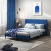 Infans Queen Size Upholstered Platform Bed with Button Tufted Wingback Headboard Blue - 3 of 4