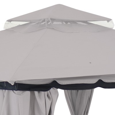 Gray 10' x 10' Soft-Top Patio Gazebo with Screens and Privacy Walls