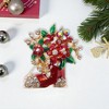 Unique Bargains Christmas Brooches YNCP3409 Christmas Stocking Alloy Dripping Wax Red 1.46"x1.38" 1 Pc - 2 of 4