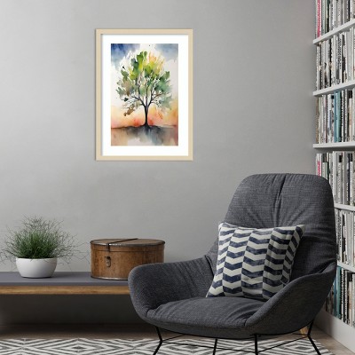 Svelte Natural Wood Framed Abstract Tree Print, 19 x 25 Inches