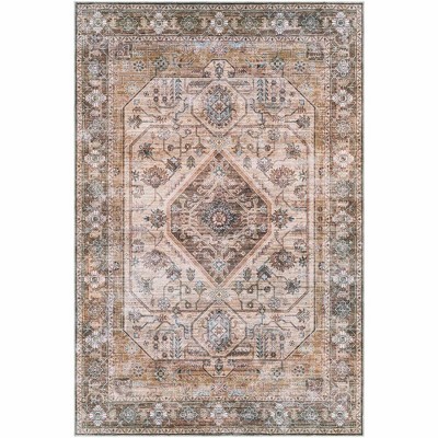 Mark & Day Washta 5'x7'6" Rectangle Washable Woven Indoor Area Rugs Taupe: Stain-Resistant, Traditional Medallion Pattern