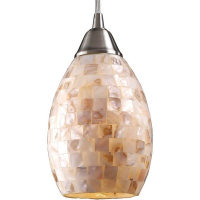 Capri Mini Pendant in Satin Nickel with Capiz Shell Shade