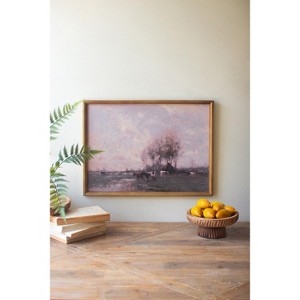 Pastoral Cow Landscape Framed Wall Art – 19" Tall Nature Scene Print by Kalalou - 1 of 4