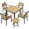 Pamapic 6-Piece Aluminum Outdoor Patio Dining Set with Square Table, Small Side Table and 4-Stackable Chairs - 3 of 4