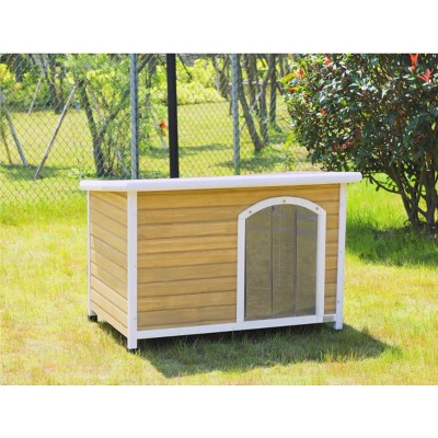 Medium Wooden Outdoor Dog House, Dog House Big With Waterproof Roof, Pet House Dogs With Adjustable Plastic Feet-Cuddlewood