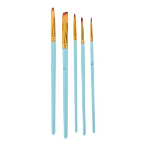 Unique Bargains Mixing Head Set of 5-Applicable Paint Type Gouache Paint-Brush Style Round Tip Bristles Nylon Wood 5 Pcs - 1 of 3