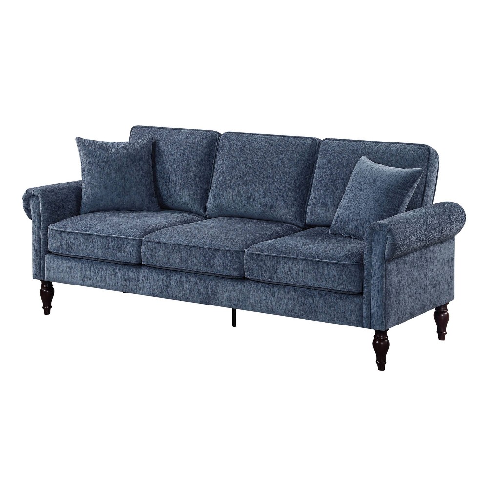 Photos - Sofa Evok Contemporary Chenille Upholstered  Blue - miBasics