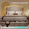 Bed Frame with LED Lights and Charging Station, 50" Tall Storage Headboard - 4 of 4