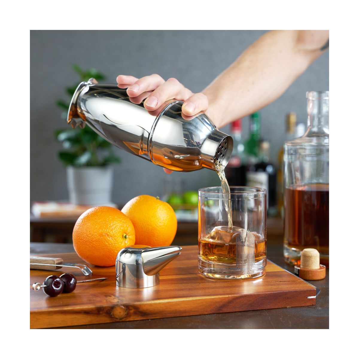 Viski Penguin Cocktail Shaker with Built-in Strainer & Jigger Cap, Stainless Steel Drink Shaker Bottle, Home Bar Essentials, Wedding Gifts, 17 oz - thumbnail 6