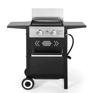 Captiva Designs 2-Burner Propane BBQ Grill with Cast Iron Griddle - 20,000 BTU for Patio and Backyard - 1 of 4