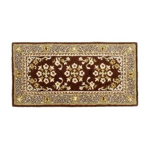 ACHLA Designs 22"x44" Oriental Handmade Woven Hearth Rug Espresso: Floral Pattern, Wool Material, Indoor Use, Medium Pile - 1 of 4