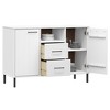 vidaXL Sideboard with Metal Legs White 44.5 in.x15.7 in.x30.3 in. Solid Wood OSLO - 3 of 4