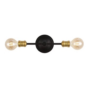 13.25" 2-Light Jaxon Industrial Farmhouse Iron LED Vanity Oil Rubbed Bronze/Brass Gold - JONATHAN Y: Wall Sconce, UL Listed - 1 of 4