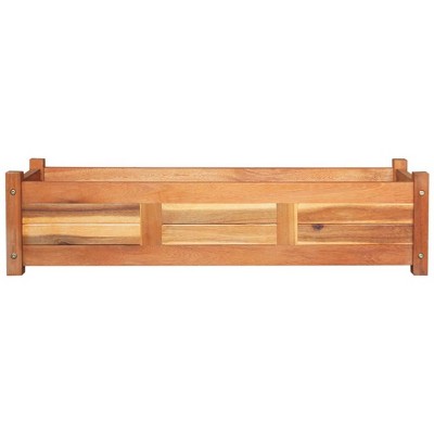 Set of 2 Brown Acacia Wood Outdoor Raised Garden Beds