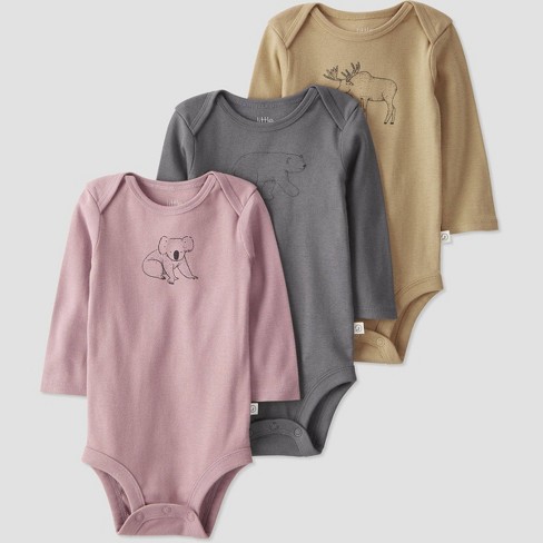 Burt's Bees Baby® Organic Cotton 5pk Short Sleeve Bodysuit Set - Heather  Gray : Target