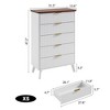 Fluted Dresser for Bedroom with 5 Deep Drawers, 47.2" Tall Chest of Drawers, Curved Profile Design - 2 of 4