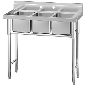 Commercial Stainless Steel Utility Sink,Free-Standing Design for Kitchen, Laundry, Garage & Workshop - 1 of 4