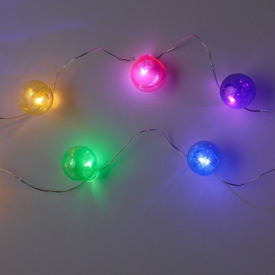 30ct LED Rainbow Globe Dew Drop String Lights Multicolor with Silver Wire - Wondershop™
