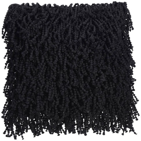 Black shaggy cheap pillow