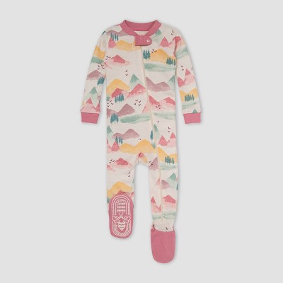 Image of Burt's Bees Baby® Baby Girls' Mountains Snug Fit Footed Pajama - Heather Gray 6-9M