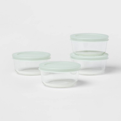 1 Cup 4pk Round Glass Food Storage Container Set Mint Green - Room Essentials™