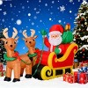 TopComfy Decorative Holiday Scene Props Christmas Decor Inflatable Santa Claus with Sleigh and Reindeer for Yard, Multicolored, 10.64"*6.3"*13.79" - 2 of 4