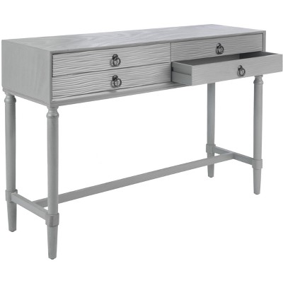 Riviera Elegance Distressed Grey 4-Drawer Metal & Wood Console Table