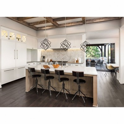 Polished Nickel and Matte Black Geometric Pendant Light