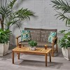 Christopher Knight Home Hampton Outdoor Acacia Wood and Wicker Loveseat and Coffee Table Set - 2 of 4