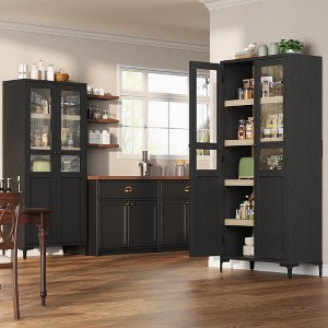 Tall Storage Cabinet, Kitchen Pantry 5 Tier Bathroom Cabinet with 2 Doors Adjustable Shelves - 1 of 4