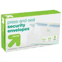 55ct Press and Seal Security Envelopes 3.5" x 6.5" White - up & up™
