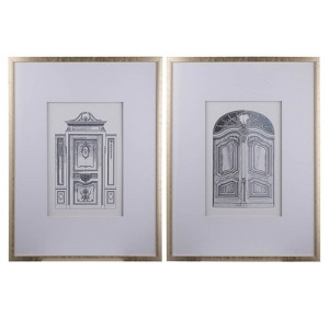 DSVIMOY Set of 2 Fake Pencil Architectual Wall Art, Wall Decor Accent, Silver, 24"*32"*1.2" - 1 of 4