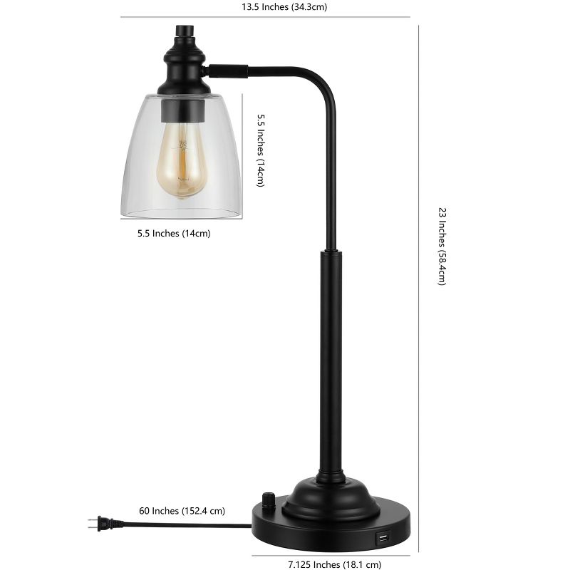 Rino Iron Table Lamp W/ USB Port - Black - Safavieh., 3 of 4