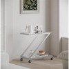 MaseiKar Modern Z-Frame Bar Cart,Industrial Rolling Drink Trolley with Tempered Glass Shelves & Lockable Casters for Living/Dining Rooms - 3 of 4