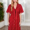 Anna-Kaci Women's Polka Dot Midi Dress with Front Tie Detail Short Sleeves and Button Front Design for a Flattering Fit - 3 of 4