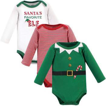 Little Treasure Baby Boy Cotton Long-Sleeve Bodysuits 3pk, Elf