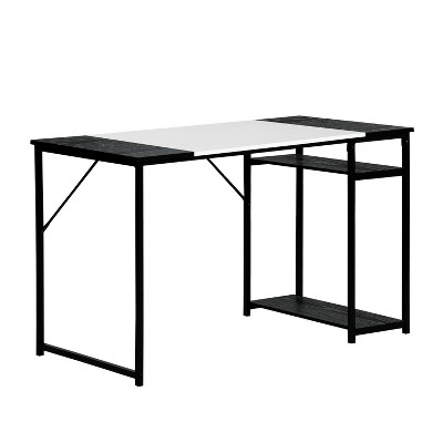 HomeRoots 47" Black and White Wood and Metal H-Shape Computer Desk